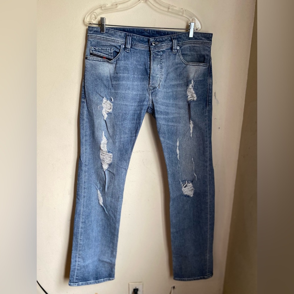 DIESEL Jeans Safado 003A7 Wash White Stitching  5 Pocket Button Fly
